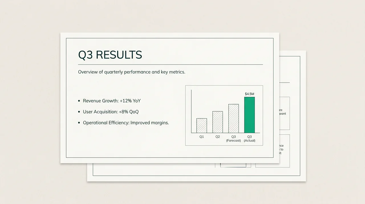 Presentation slide of Q3 results with a chart